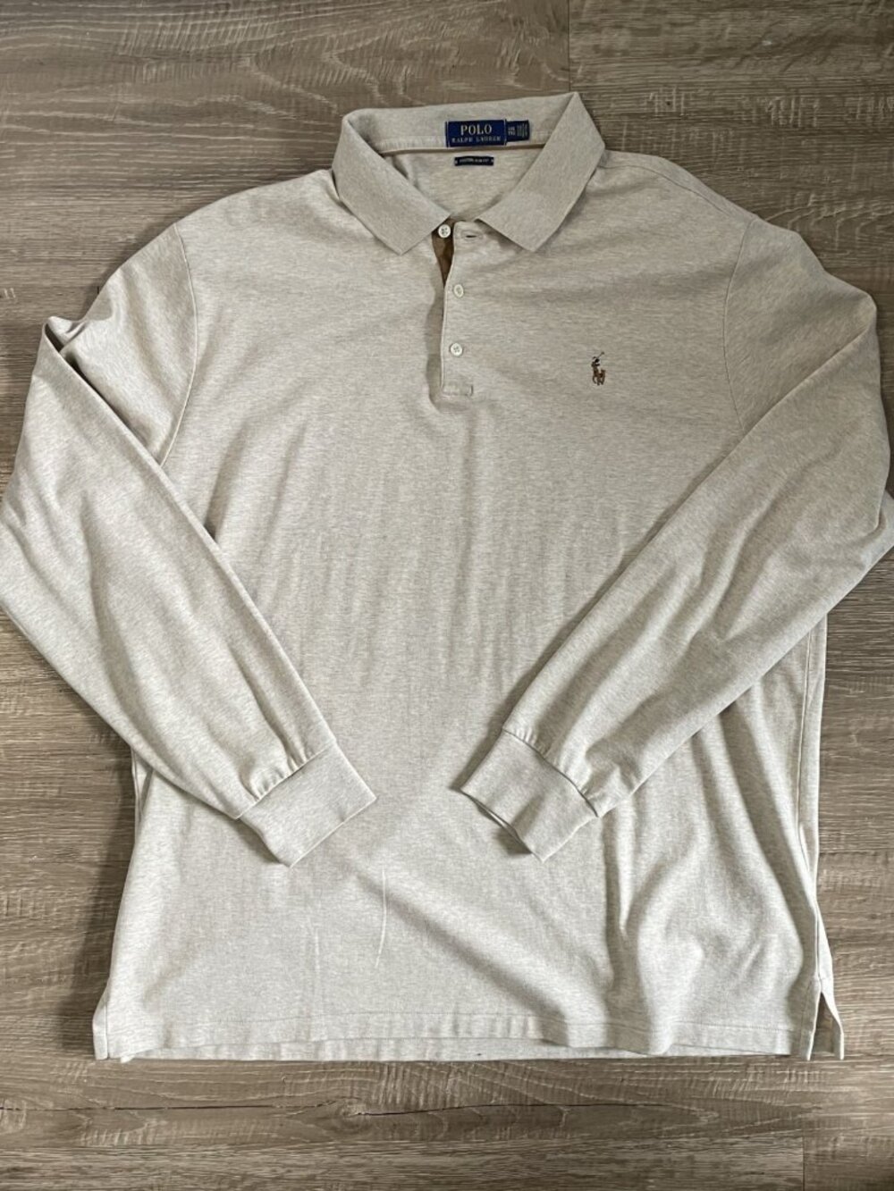 Polo Ralph Lauren Men's Long Sleeve Collared Polo 2XL  Beige Pullover